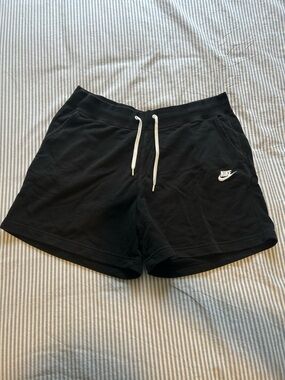 Nike Women's Black Sweat Shorts White Logo